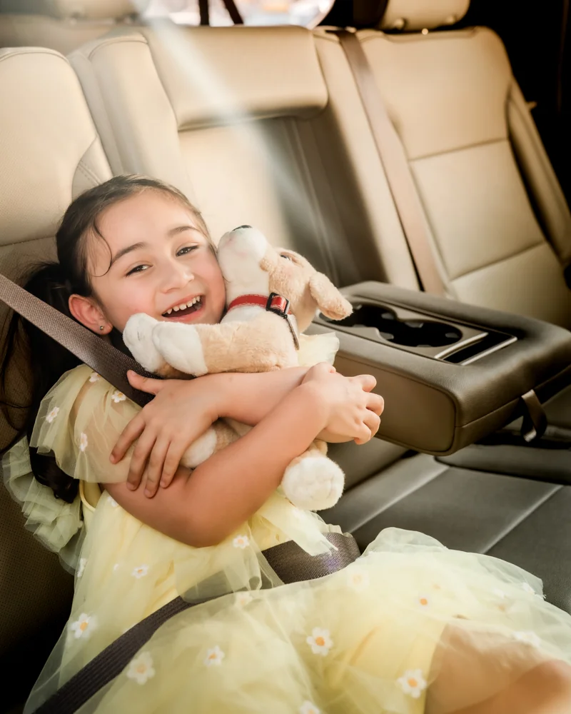 Child travelling comfortably in a vehicle